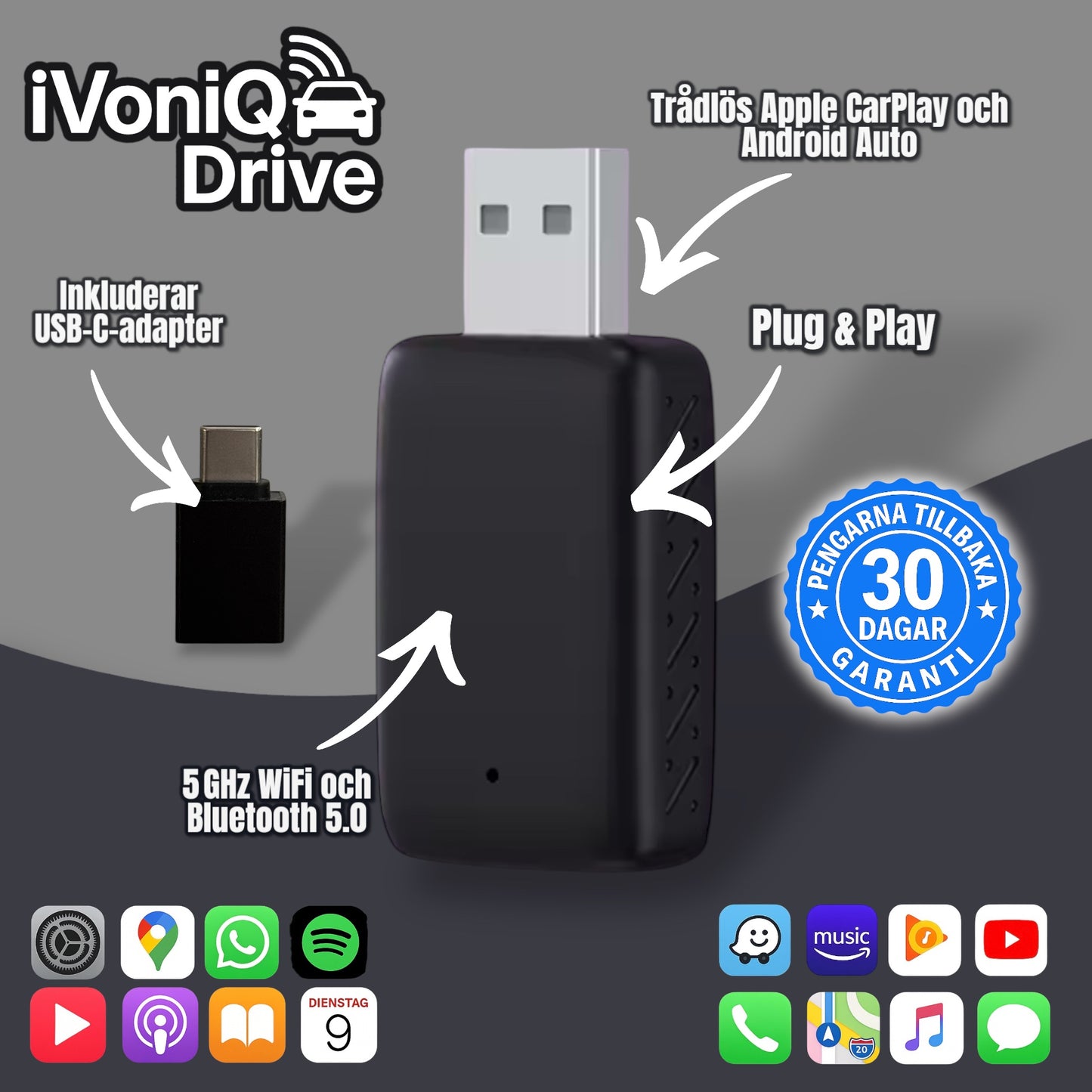 iVoniQ Drive – Trådlös frihet med CarPlay & Android Auto